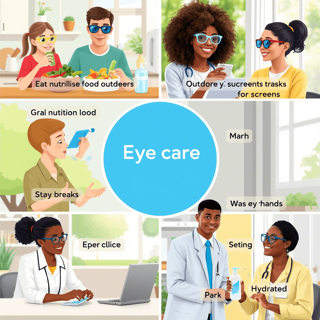 Close-up of healthy human eyes with clear vision, representing eye care and wellness
