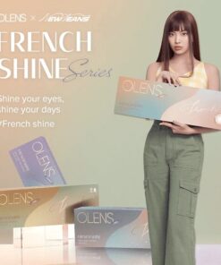 Olens French Shine Hazel lenses on model