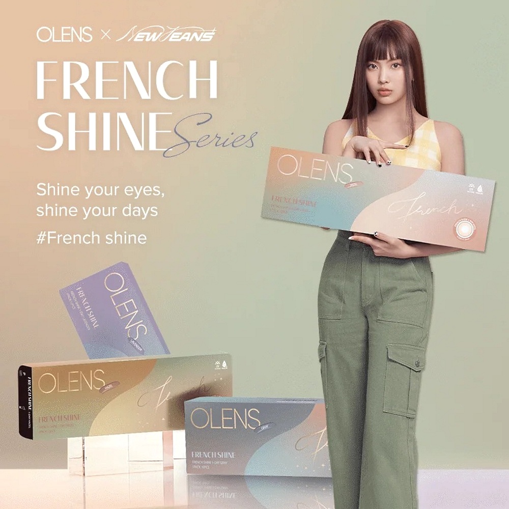 Olens French Shine Hazel lenses on model